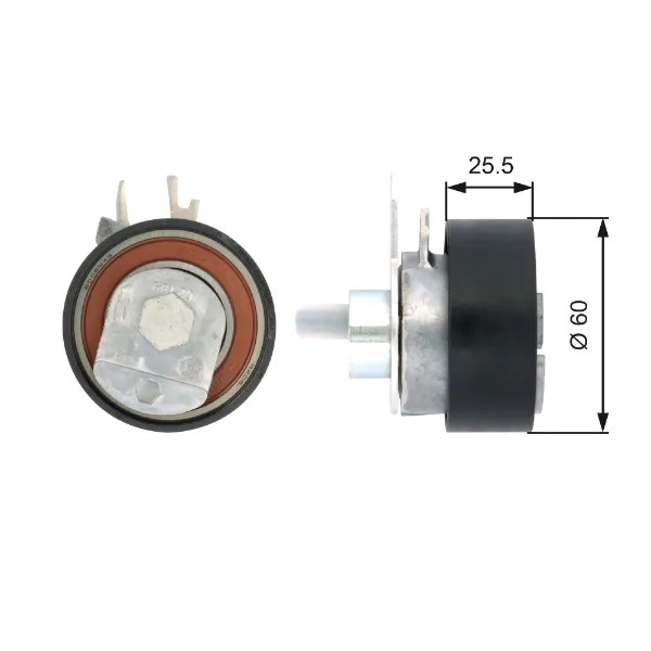 Rolo de reguladora de tensão da correia do mecanismo de distribuição de gás Volkswagen Caddy 3 2KB, 2KJ, 2CB, 2CJ