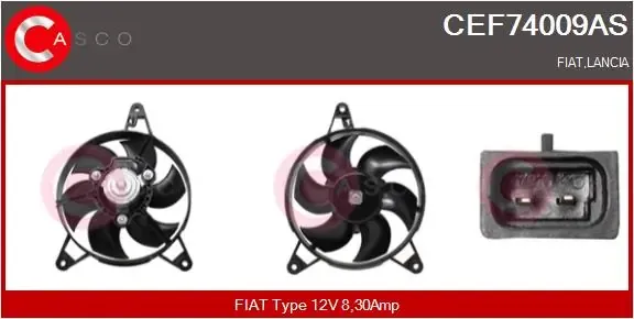Ventilador elétrico de esfriamento montado (motor + roda de aletas) Fiat Panda I