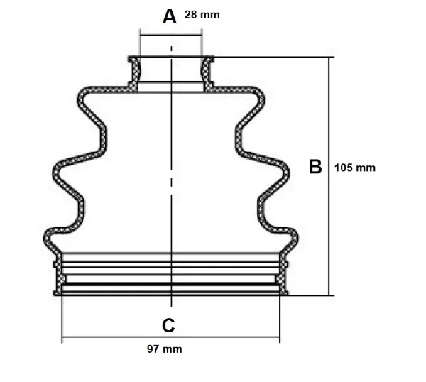 Bota de proteção interna de junta homocinética do semieixo dianteiro Toyota Hilux N