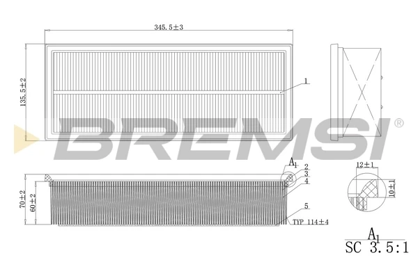 FA0215 Bremsi filtro de ar