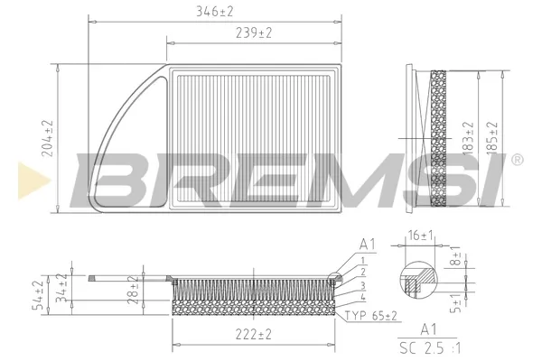 Filtro de ar Citroen C3 2R, 2C