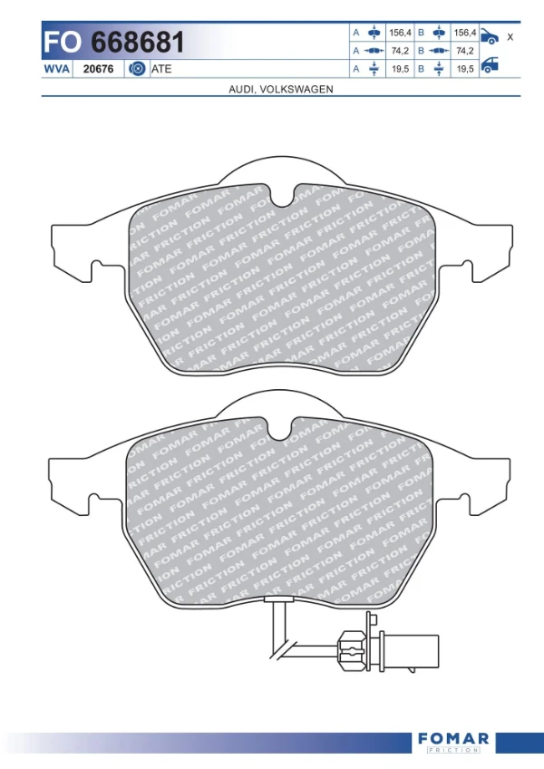 Sapatas do freio dianteiras de disco para Skoda SuperB (3U4)