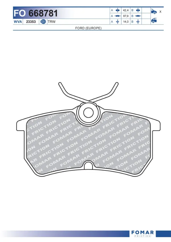 Sapatas do freio traseiras de disco Ford Fiesta Mk5 hatchback (JH, JD) (2001 - 2008) preço, a partir de