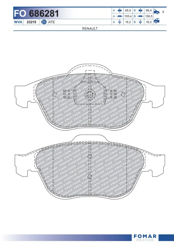 Sapatas do freio dianteiras de disco para Renault Laguna II BG0, BG1