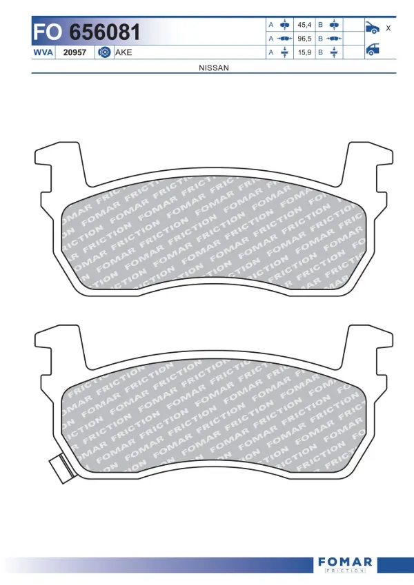 Sapatas do freio dianteiras de disco Nissan Micra K10