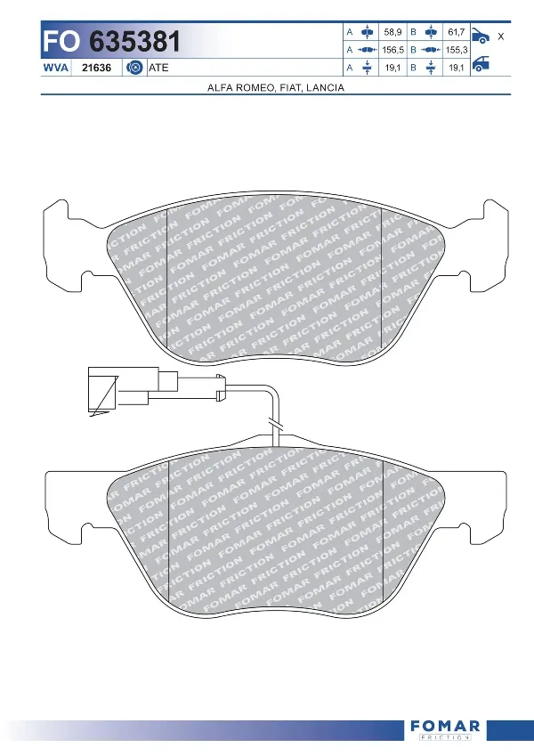 Sapatas do freio dianteiras de disco Fiat Punto II