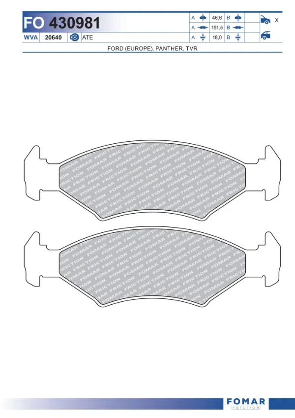 Sapatas do freio dianteiras de disco para Ford Sierra II GBG, GB4