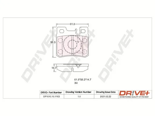 Sapatas do freio traseiras de disco DP1010101163 Dr!ve+