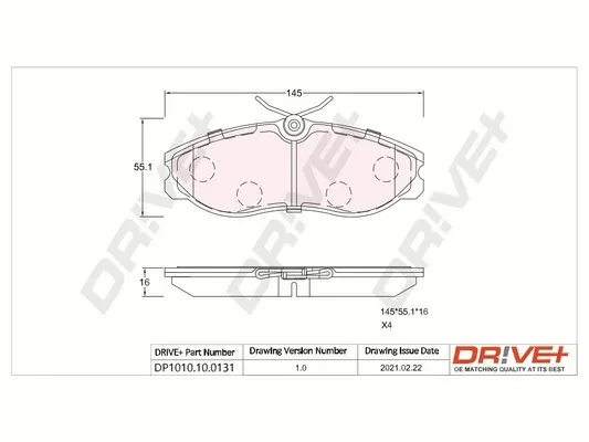 Sapatas do freio dianteiras de disco DP1010100131 Dr!ve+
