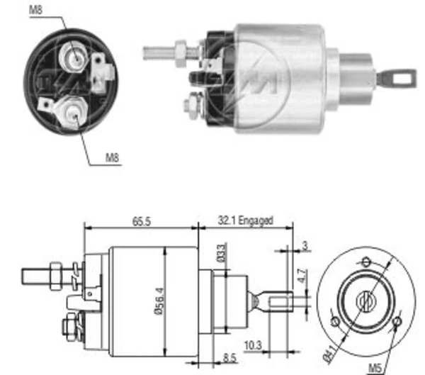 Relê retrator do motor de arranco para Volkswagen Transporter 