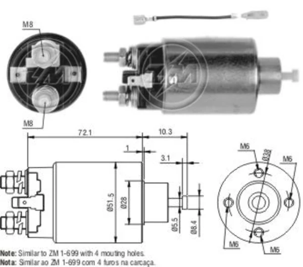 Relê retrator do motor de arranco para Mitsubishi L 300 (P0W, P1W)