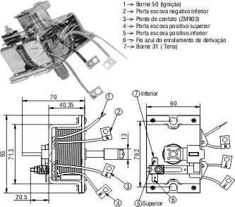 Relê retrator do motor de arranco ZM904 ZM