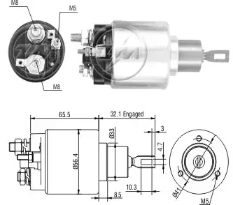 Relê retrator do motor de arranco ZM675 ZM