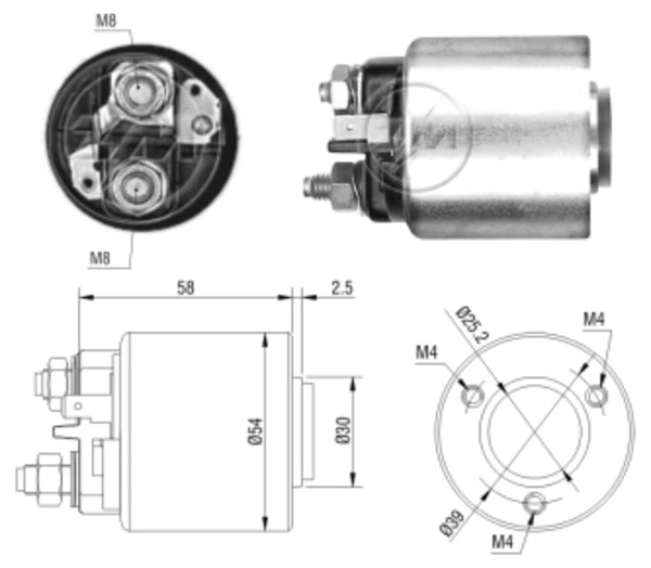 Relê retrator do motor de arranco para Peugeot 206 