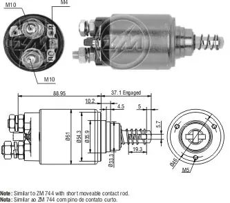 Relê retrator do motor de arranco ZM544 ZM