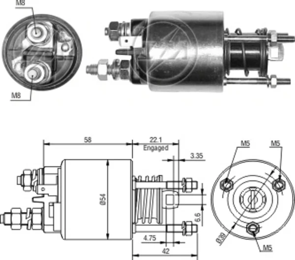 9948875 Fiat/Alfa/Lancia relê retrator do motor de arranco