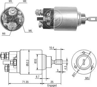 Relê retrator do motor de arranco ZM378 ZM