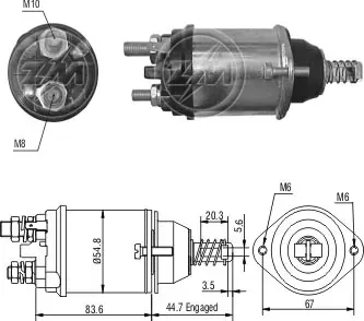 Relê retrator do motor de arranco ZM616 ZM