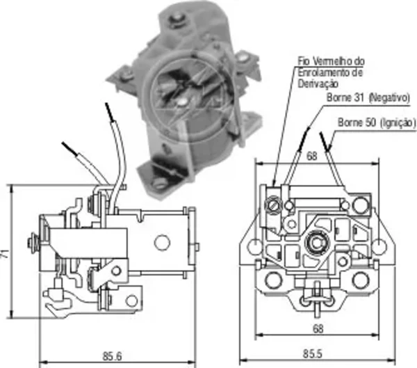 Relê retrator do motor de arranco para Renault Trucks MAGNUM 