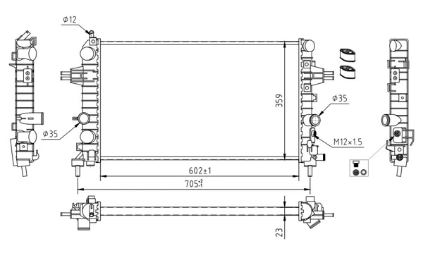 Radiador de esfriamento de motor para Opel Astra (L69)