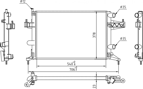 Radiador de esfriamento de motor para Opel Corsa (F08)