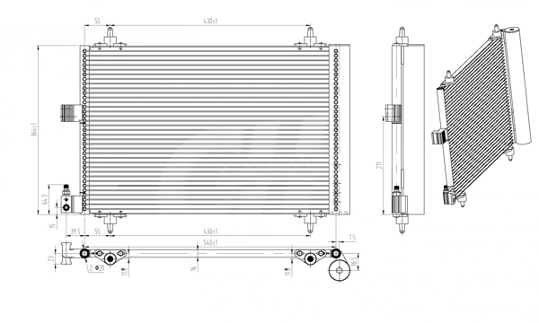 Radiador de aparelho de ar condicionado para Peugeot 607 (9D, 9U)