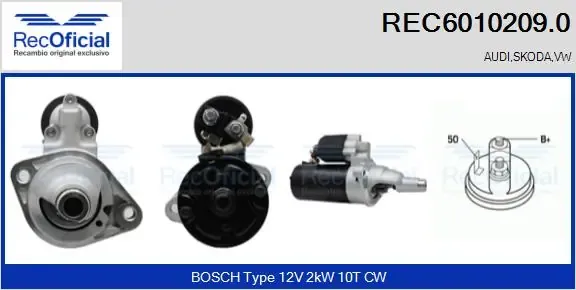 Motor de arranco REC60102090 Recoficial