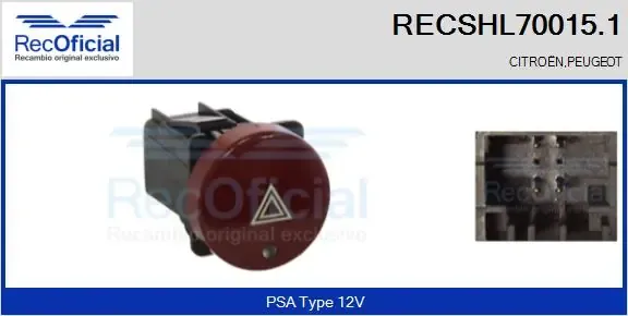 Botão de ativação do sinal de emergência RECSHL700151 Recoficial