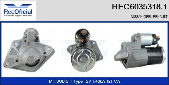Motor de arranco REC60353181 Recoficial
