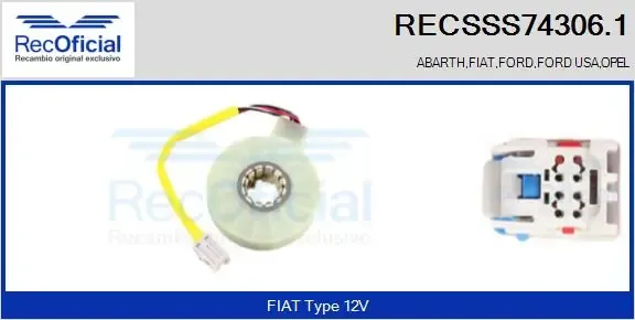 Sensor do ângulo de viragem do volante de direção RECSSS743061 Recoficial