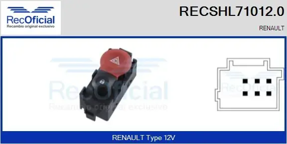 Botão de ativação do sinal de emergência RECSHL710120 Recoficial