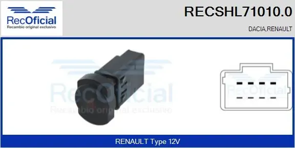 Botão de ativação do sinal de emergência RECSHL710100 Recoficial