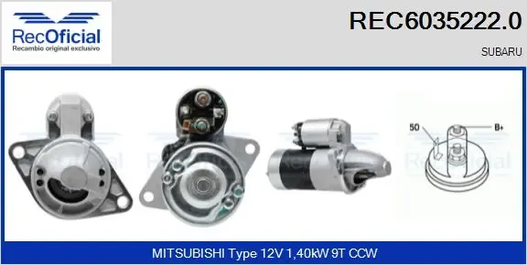 Motor de arranco REC60352220 Recoficial