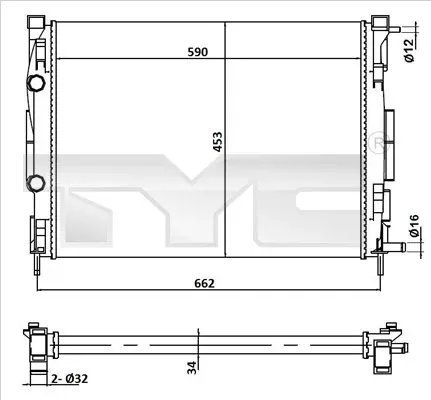 Radiador de esfriamento de motor 7280054 TYC