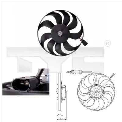 Ventilador elétrico de esfriamento montado (motor + roda de aletas) direito 8020001 TYC