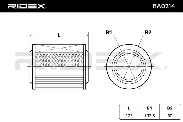 Filtro de ar 8A0214 Ridex