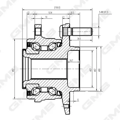 Cubo dianteiro GH34870 GMB