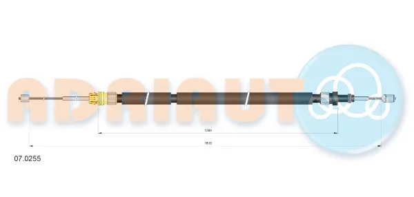 Cabo do freio de estacionamento traseiro esquerdo E074062 Peugeot/Citroen