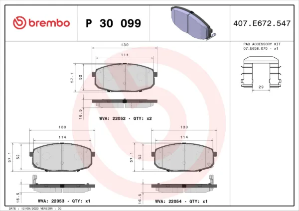 Sapatas do freio dianteiras de disco P30099 Brembo