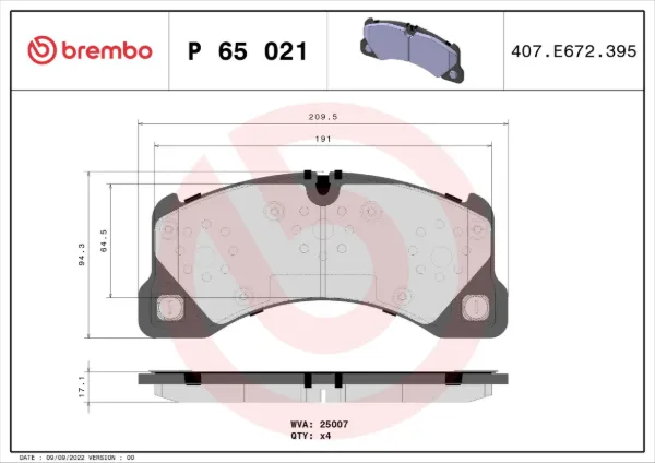 Sapatas do freio dianteiras de disco P65021 Brembo