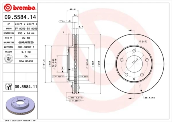 09.5584.11 Brembo disco do freio dianteiro