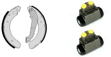 Sapatas do freio traseiras de tambor, montadas com cilindros, kit Ford Sierra I