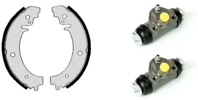 Sapatas do freio traseiras de tambor, montadas com cilindros, kit H41001 Brembo