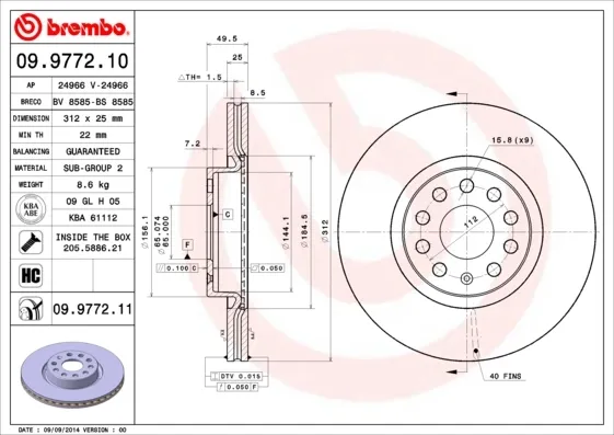  Brembo 09977211