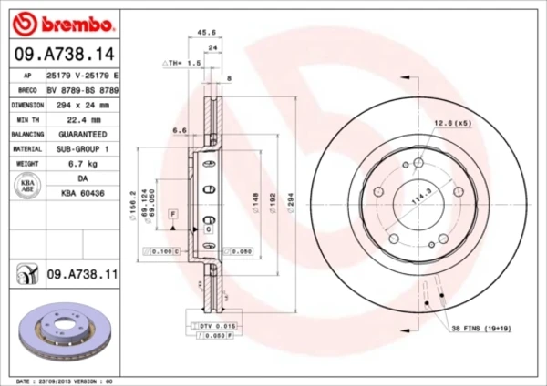 09.A738.11 Brembo disco do freio dianteiro