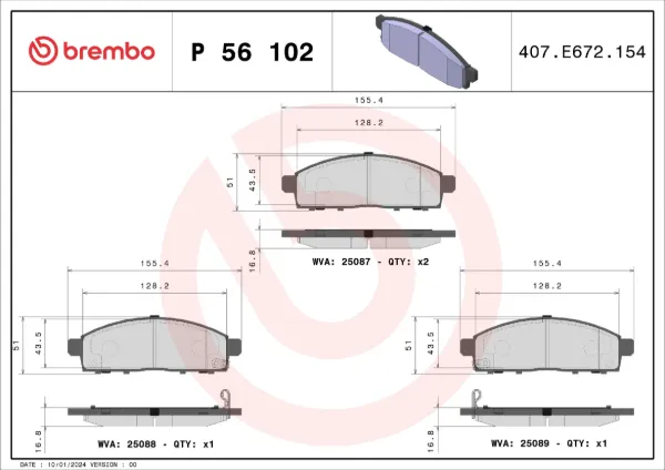 Sapatas do freio dianteiras de disco P56102 Brembo