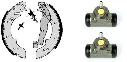 Sapatas do freio traseiras de tambor, montadas com cilindros, kit H68054 Brembo