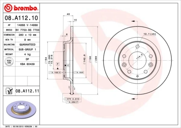 08.A112.11 Brembo disco do freio traseiro