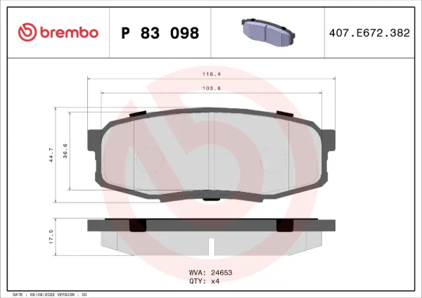 Sapatas do freio traseiras de disco P83098 Brembo