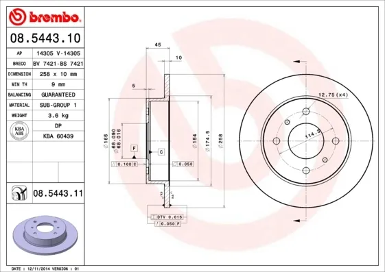 Disco do freio traseiro 08544311 Brembo